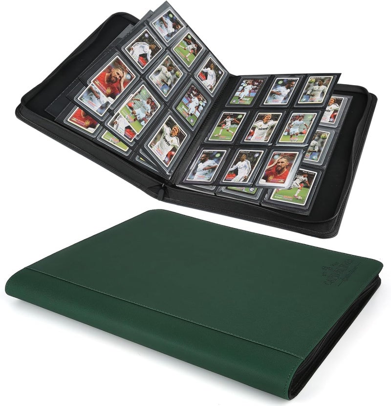 CARDBINDER Toploader Binder,Toploader Hard Cases, 9-Pocket Pages Sleeves Hold up 288 Cards.Toploader Card Binder with Sleeves for “3×4” rigid，Card Holder(Blackish Green) - Image 1
